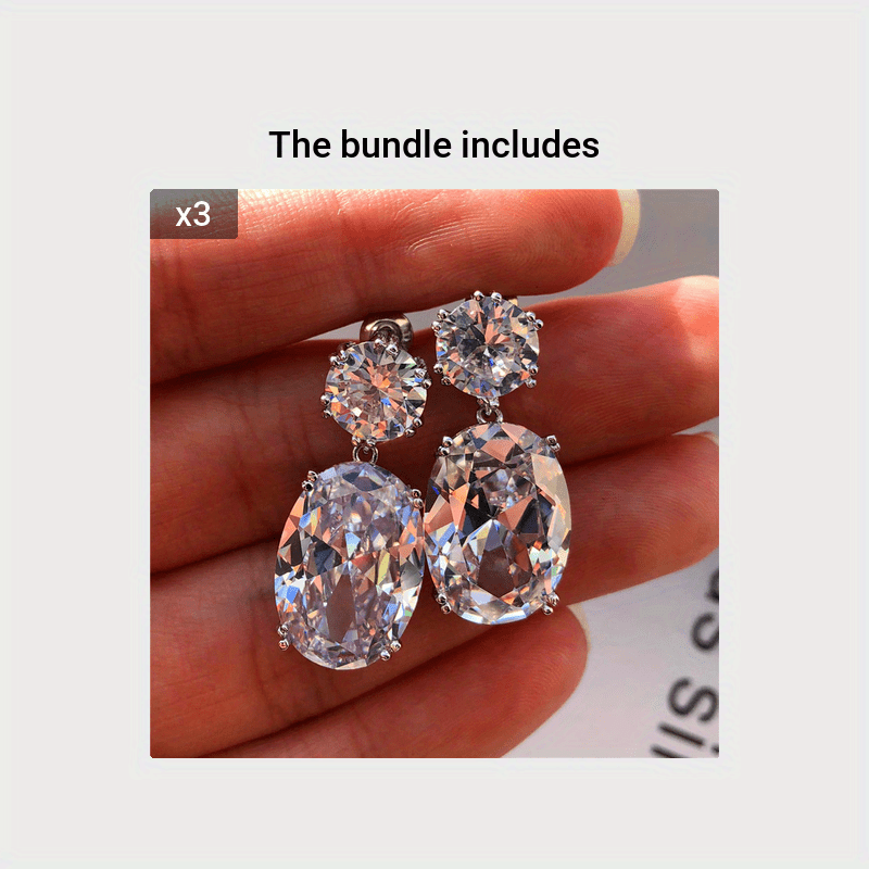 Large Zirconia Earrings on Copper Base